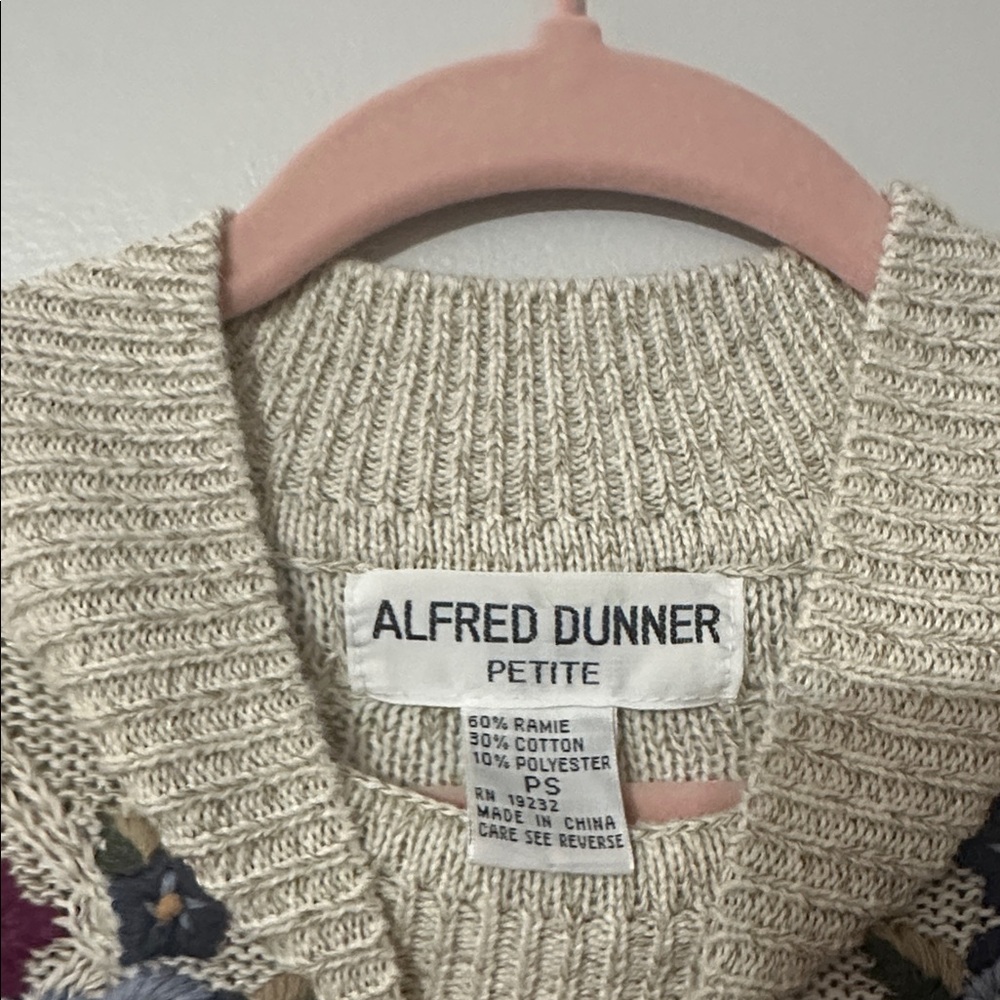 Alfred Dunner Cream Sweater with Floral Embroidery - Picture 4 of 5